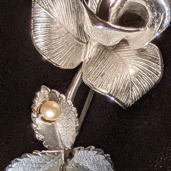 Sterling Bond Boyd Rose Brooch