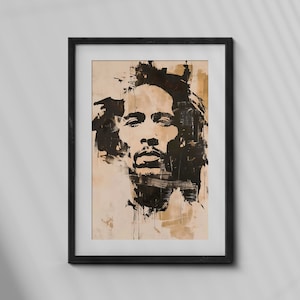 Bob Marley くかっ 肖像画木製フレーム 作:Butcher