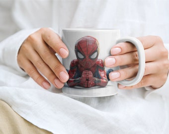 Mini Hero Spiderman - Plantilla de taza de 11 oz y 15 oz - Descarga digital instantánea PNG