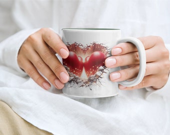 Glühende Herzen zusammen: Eine Symphonie der Liebe - 11oz & 15oz Tassenvorlage - Sofortiger digitaler Download PNG