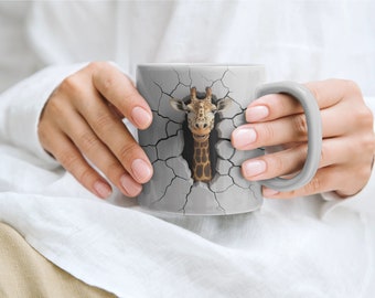 Giraffe Joy - Plantilla de taza de 11 oz y 15 oz - Descarga digital instantánea PNG