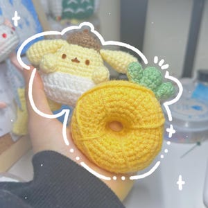 Pineapple Pompom (Pudding Dog) Crochet Pattern + digital sticker file