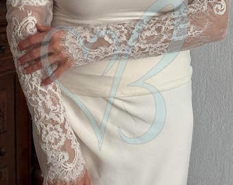 Ivory Lace Bridal Sleeves: Fingerless Wedding Gloves, Bridal Arm Sleeve