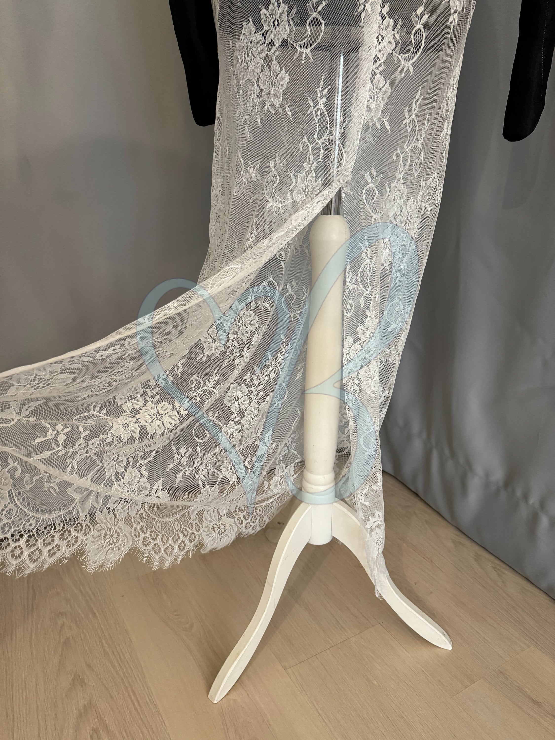 lace underskirt for wedding dress Lace Long Wedding Underskirt for Skirt With High Slit, Chantilly Custom skirt, Bridal Overskirt