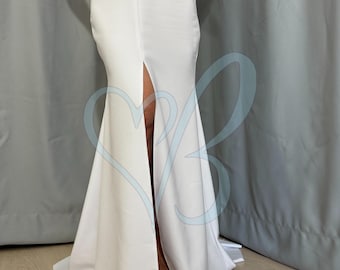 Mermaid Wedding Skirt with Slit in Front, Long Skirt with Train, Crepe skirt with front slit, Crepe Mermaid Wedding Skirt, Bridesmaid Skirt