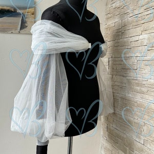 Tulle Puff Wedding Sleeves, Long Fingerless Gloves, Personalized Bridal Sleeves, Sleeve for Bride dress image 4