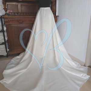Satin Wedding Skirt with Train & Pockets - Long Custom Bridal Separates Overskirt , Simple bridal skirts