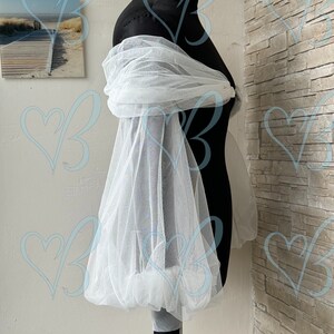 Tulle Puff Wedding Sleeves, Long Fingerless Gloves, Personalized Bridal Sleeves, Sleeve for Bride dress image 5