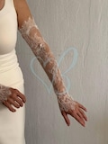 Long Fingerless Lace Gloves, Ivory Wedding Sleeves, Chantilly Lace Bridal Glove, Detachable Arm Sleeve product logo