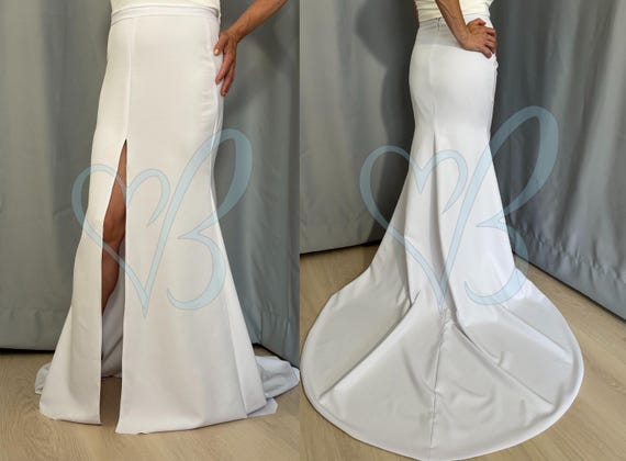 Mermaid Wedding Skirt With Slit in Front, Long Skirt With Train
