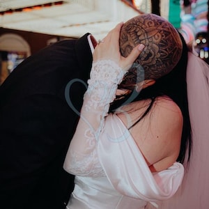 Lace Bridal Sleeves and Neck Trim, Wedding Sleeve & Lace Border, Chantilly Gloves Fingerless image 5