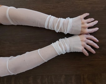 Fingerlose Hochzeit-Handschuhe, Bizeps-Armstulpen, personalisierbare abnehmbare Braut-Hochzeits-Armstulpen, Tüll-Hochzeitshandschuhe