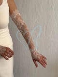 Long Fingerless Lace Gloves, Ivory Wedding Sleeves, Chantilly Lace Bridal Glove, Detachable Arm Sleeve product logo