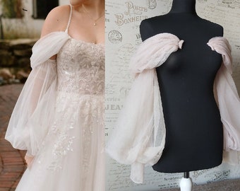 Mitaines longues de mariage, Mitaines, Manches de mariage bouffantes, Manche de mariage brodée personnalisée, Manche pour robe de mariée