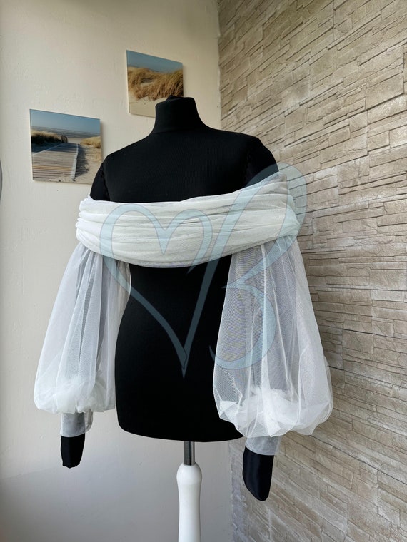 Puff Tulle Bridal Sleeves, Off-Shoulder Wedding Bolero, Arm Coverings for wedding dress, Weddings top