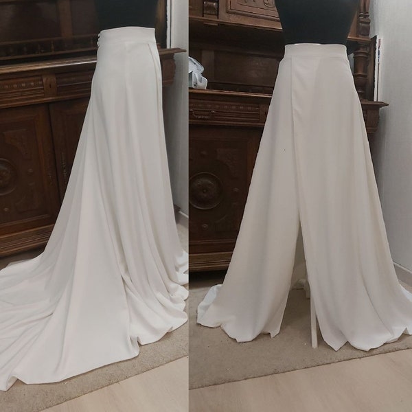 Wedding skirt with a front slit, Long wedding skirt with train, Detachable bridal skirt, Separate wedding skirt, Custom wedding skirt