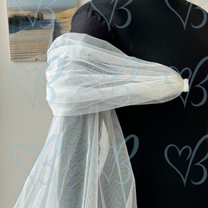 Tulle Puff Wedding Sleeves, Long Fingerless Gloves, Personalized Bridal Sleeves, Sleeve for Bride dress image 6