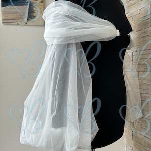 Tulle Puff Wedding Sleeves, Long Fingerless Gloves, Personalized Bridal Sleeves, Sleeve for Bride dress image 1