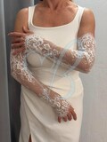 Chantilly Lace Wedding Sleeves: Off-White Fingerless Bridal Gloves, Detachable Sleeve for Bridal Dress product logo