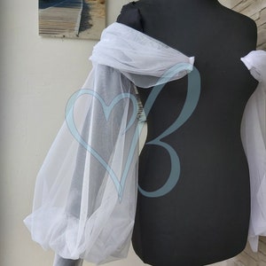 Puffy Tulle Wedding Sleeves: Off-Shoulder Bridal Gloves Fingerless, Peronalized Wedding Arm Cover