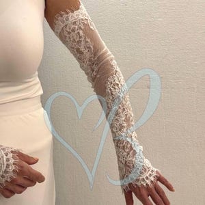 Guantes de novia de encaje Chantilly: Guantes de ópera sin dedos color marfil y blanco, guantes de novia de encaje rosa