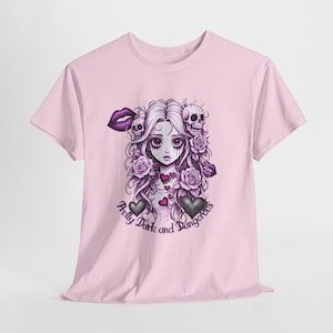 Gothic Flower Skull T-Shirt, Unisex Heavy Cotton Tee, Alternative Style Tee, Emo Tee, Dark Fashion Tee, Edgy Tee