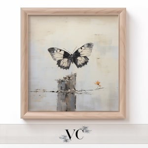 Butterfly Oil Painting Print, Modern Wall Art, Butterfly Painting, Nature Inspired Home Decor, Abstract Butterfly Print, Vintage Art, Print
