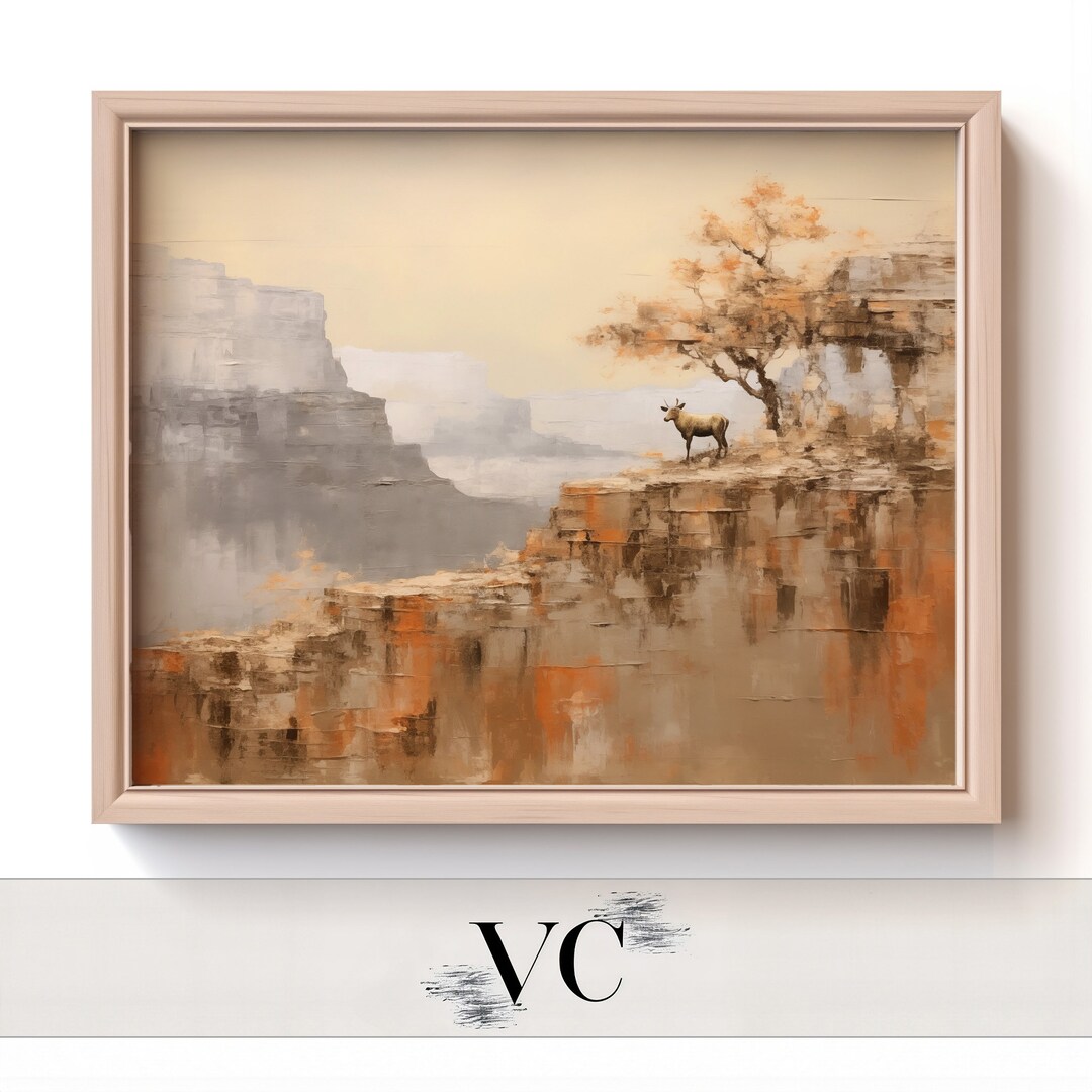 National Park With Bighorn Sheep Painting, Grand Canyon Art, Abstract