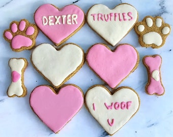 Personalized Heart Cookie Box for Dogs | Gift Box for Fur Babies | Custom Barkday Cookie Box | Homemade Natural Peanut Butter Dog Cookies