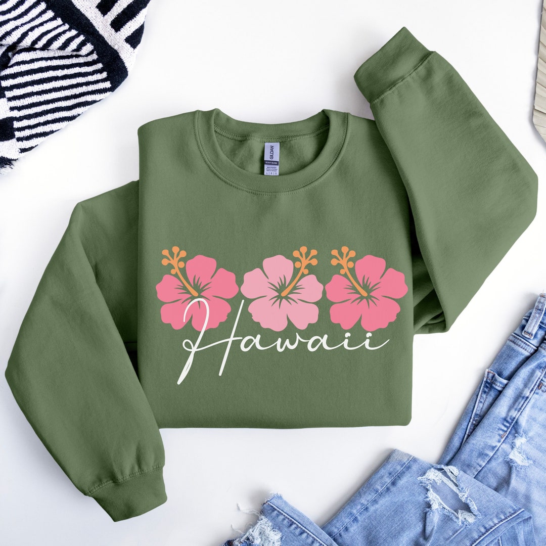Hawaii Sweatshirt, Hawaii Shirt, Hibiscus Flower Shirt, Beach ...