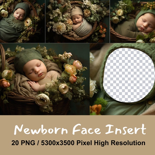 20 PNG Newborn Digital backdrop, digital background newborn  Composite photography Vintage baby, add face, face hole, transparent