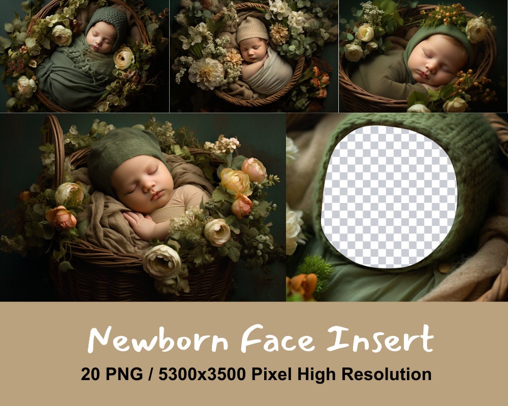 20 PNG Newborn Digital backdrop, digital background newborn  Composite photography Vintage baby, add face, face hole, transparent