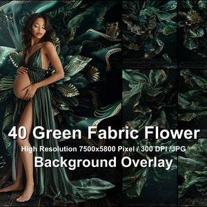 40 Green Fabric Flower Backdrop for Fashion photo backgrounds, featuring digital backdrops suitable for any Photo editing program