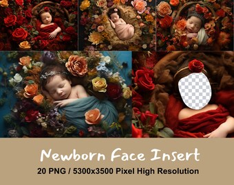 20 PNG Princess Newborn Digital backdrop, digital background newborn  Composite photography Vintage baby, add face, face hole, transparent