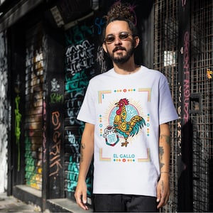 El Gallo Modern Mexican Loteria Unisex Softstyle T-Shirt
