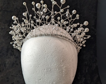 Handmade Pearl and Sparkle Crown- WHISPERING WILLOW