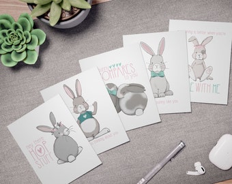 Bunny Greeting Cards - Multi-Design Valentines Bundle | Gift for her/him/kids | Some Bunny Loves You | Cute Gift | Galentines