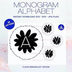Alfabeto floreale SVG: monogramma con lettera floreale (download digitale)