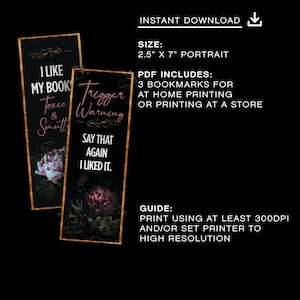 Dark Romance Reader Bookmarks Digital Printable Bookmarks Spicy Smut ...