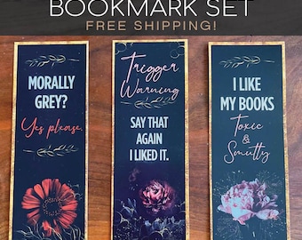 Conjunto de marcadores de livros Dark Romance: Bookish, Morally Grey, Book boyfriends