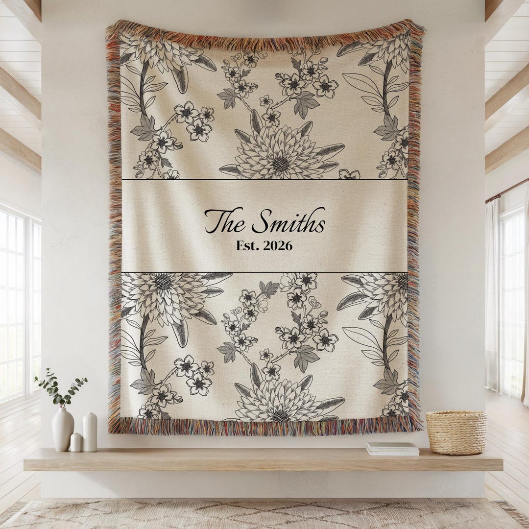 Personalized Woven Throw Blanket, Cotton Anniversary Gift for Couple ...