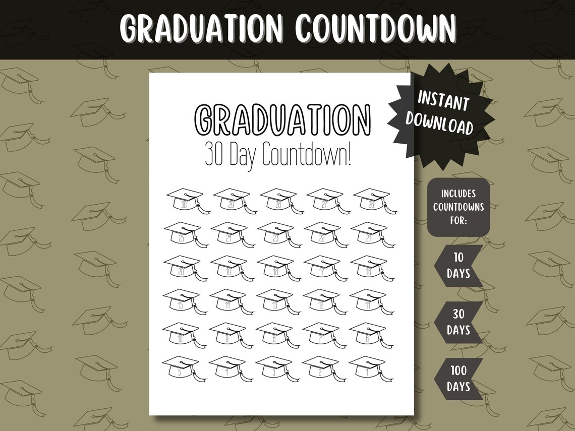 Graduation Background Countdown Timer Graduation Countdown Printable, Graduation Ceremony, High School ...