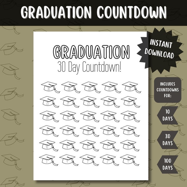 Graduation Countdown Printable, Graduation Countdown Bundle, High School Graduation Countdown, College Graduation Countdown