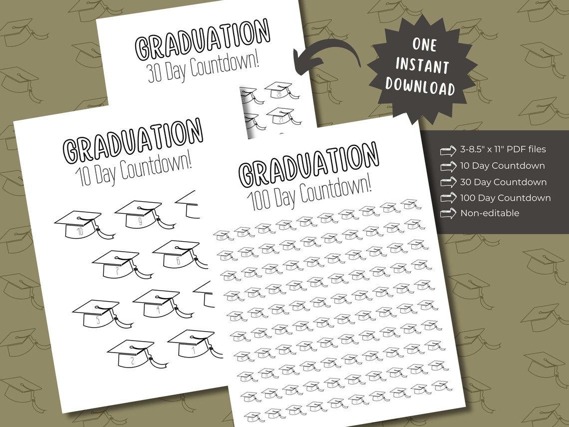 Graduation Background Countdown Timer Graduation Countdown Printable, Graduation Ceremony, High School ...