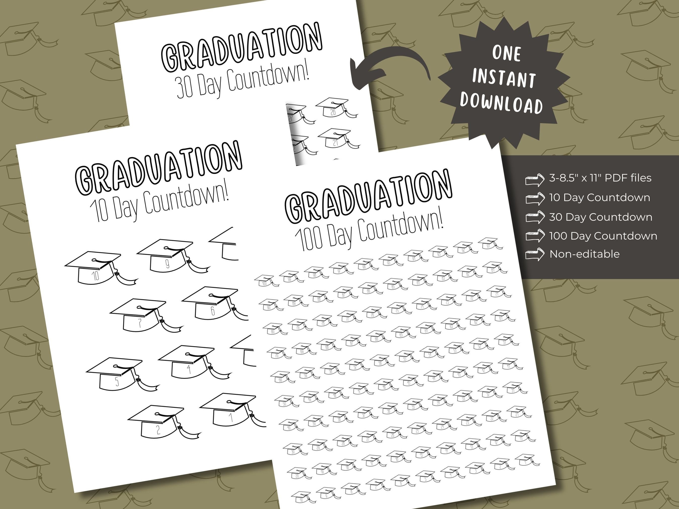 Graduation Countdown Printable, Graduation Ceremony, High School