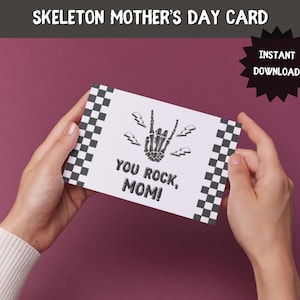 Skeleton Mutter Tageskarte druckbar, alles Gute zum Geburtstag Mama, Sie Rock Mama, Rocker Mama, Punk Rock Mama, Emo Mama