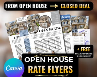 Open House Rate Flyer Bundle, Editable Canva Templates (Digital Download)