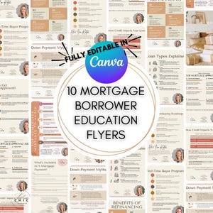 10 Mortgage Borrower Educational Flyer Set | Digital Downloads for Mortgage Loan Officers, Mortgage Brokers & Mortgage Loan Originators