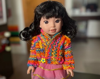 14" Doll Custom Couture Handmade Chunky Knit Sweater Jacket - Fits American Girl Wellie Wishers, Glitter Girls & Ruby Red FF