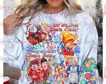 The Year Without Santa w/Sleeve Option, Reindeer, Snowman, Merry Christmas, Holly Jolly, Holiday DTF Transfer